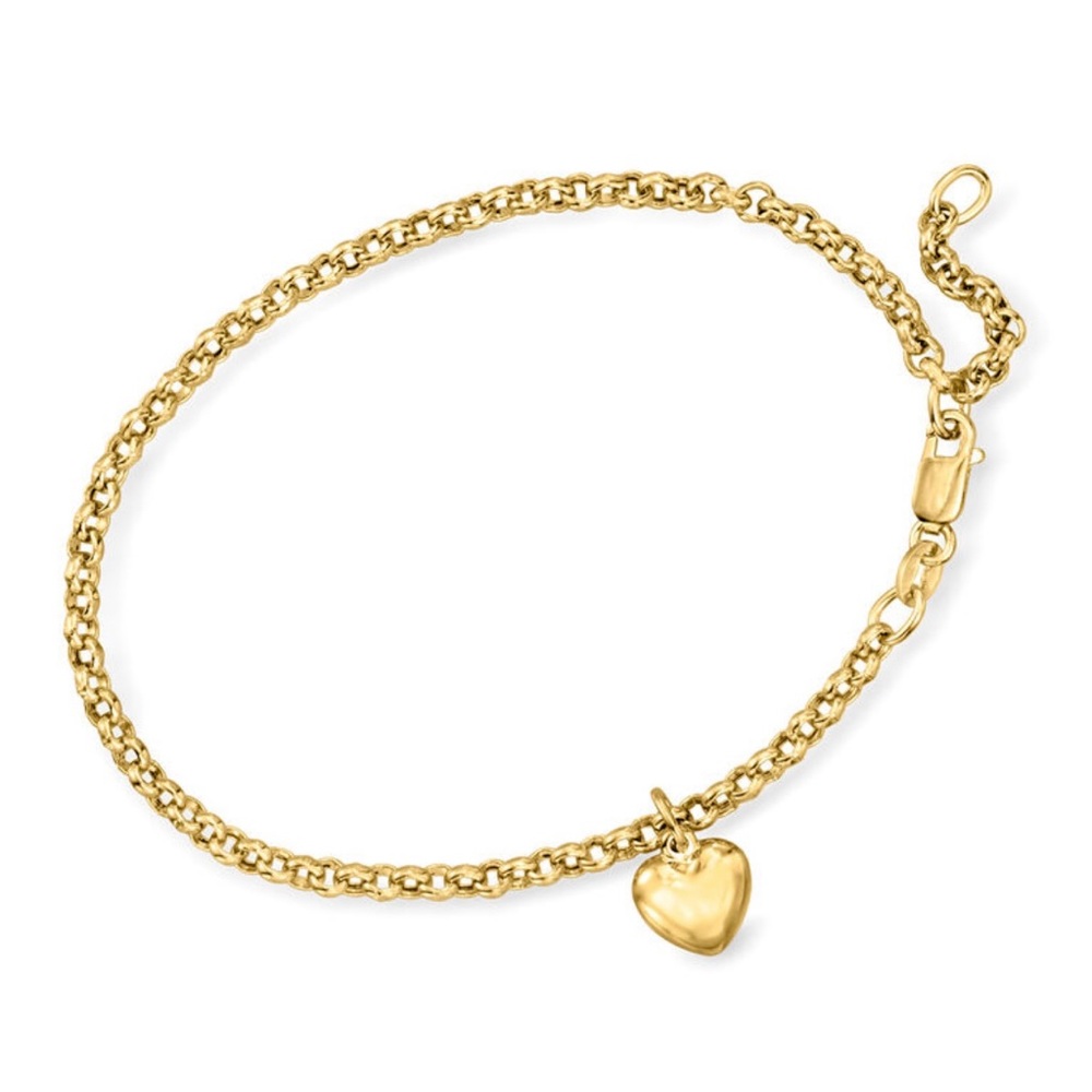 18k karat Gold Heart Charm chain minimalist Bracelet